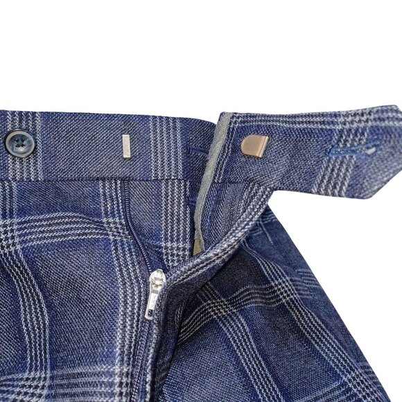 J Hilburn Mens Tailored Wool-Cashmere Pants Blue Plaid W33 L28 Heritage Luxury - Picture 7 of 8